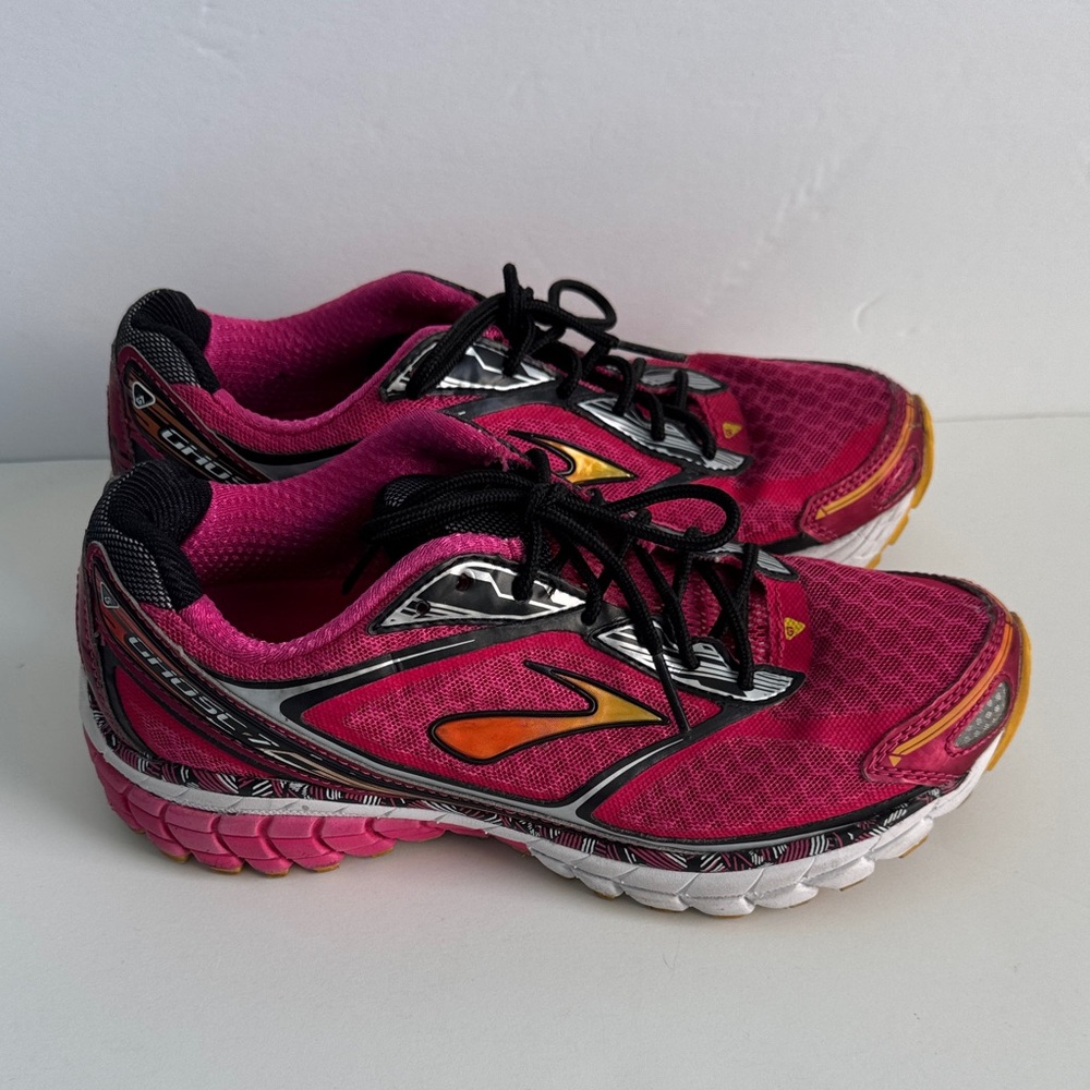 Brooks Women's Pink and Yellow Athletic Shoes - Picture 2 of 7